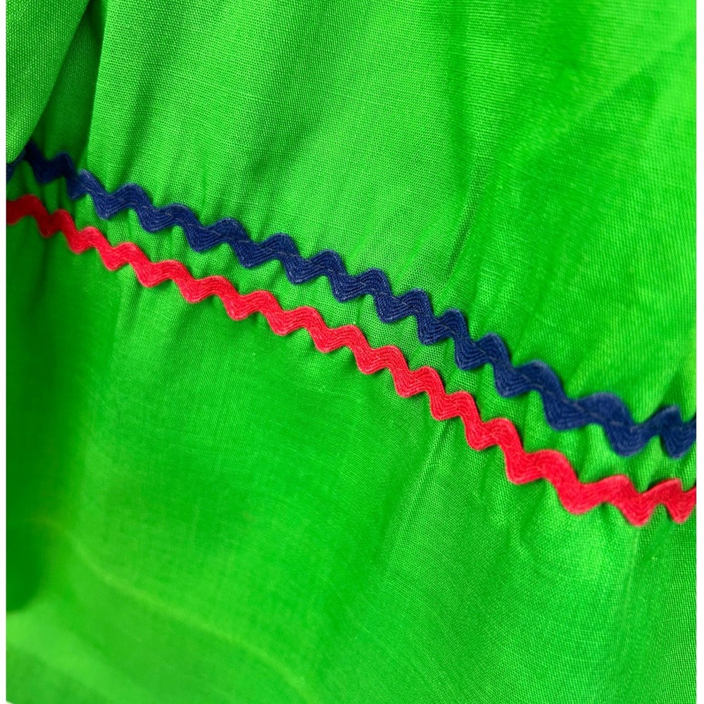 Vintage Polly Flinders Girls Green Hand Smocked Dress Ric Rac Embroidered Size 7 - Picture 5 of 7